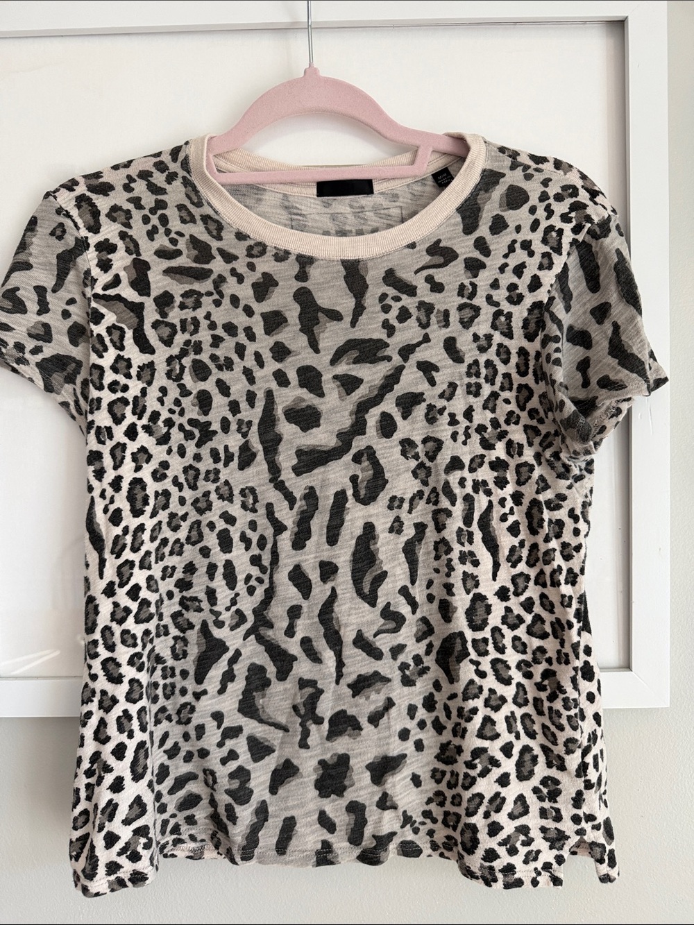 ATM Anthony Thomas Melillo Black and Cream Leopard Short Sleeve Tee